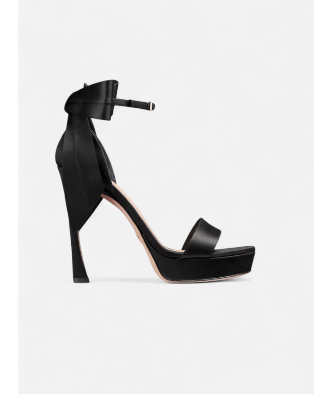 CHRISTIAN DIOR Черные текстильные босоножки, фото 5