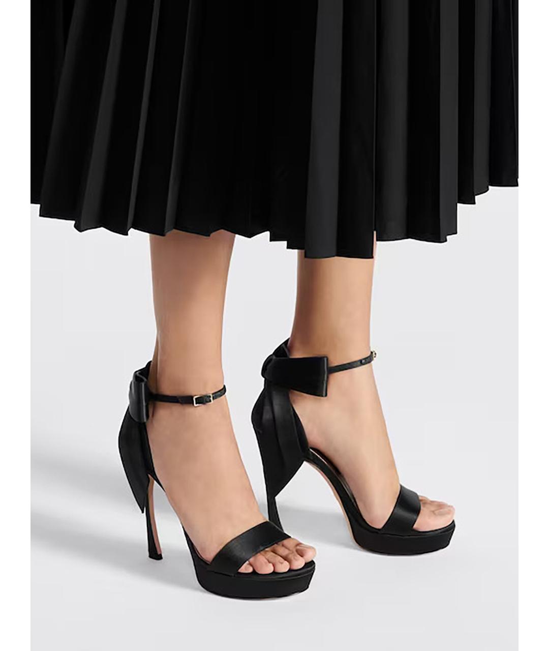 CHRISTIAN DIOR Черные текстильные босоножки, фото 4