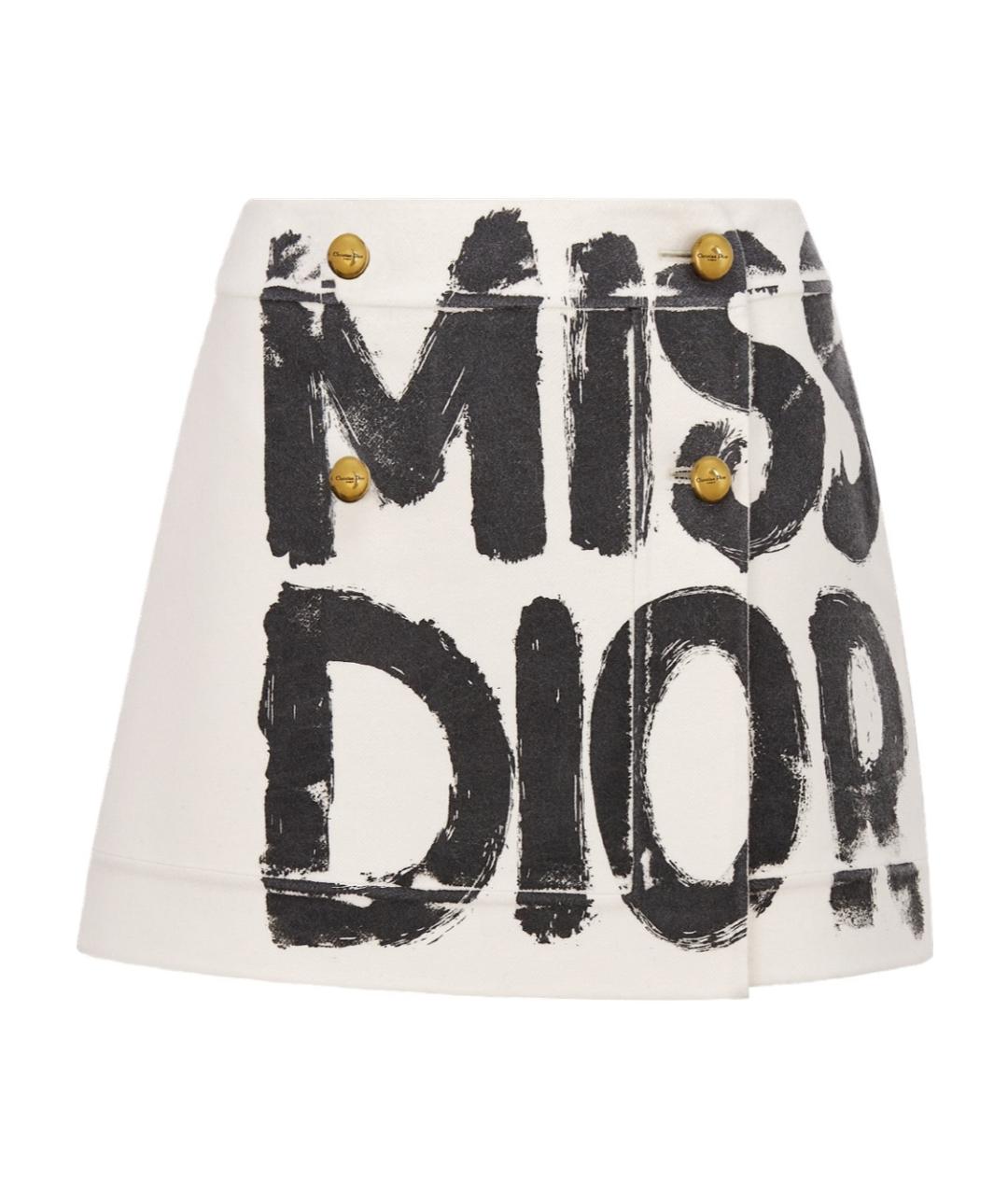 CHRISTIAN DIOR Белая шерстяная юбка мини, фото 1