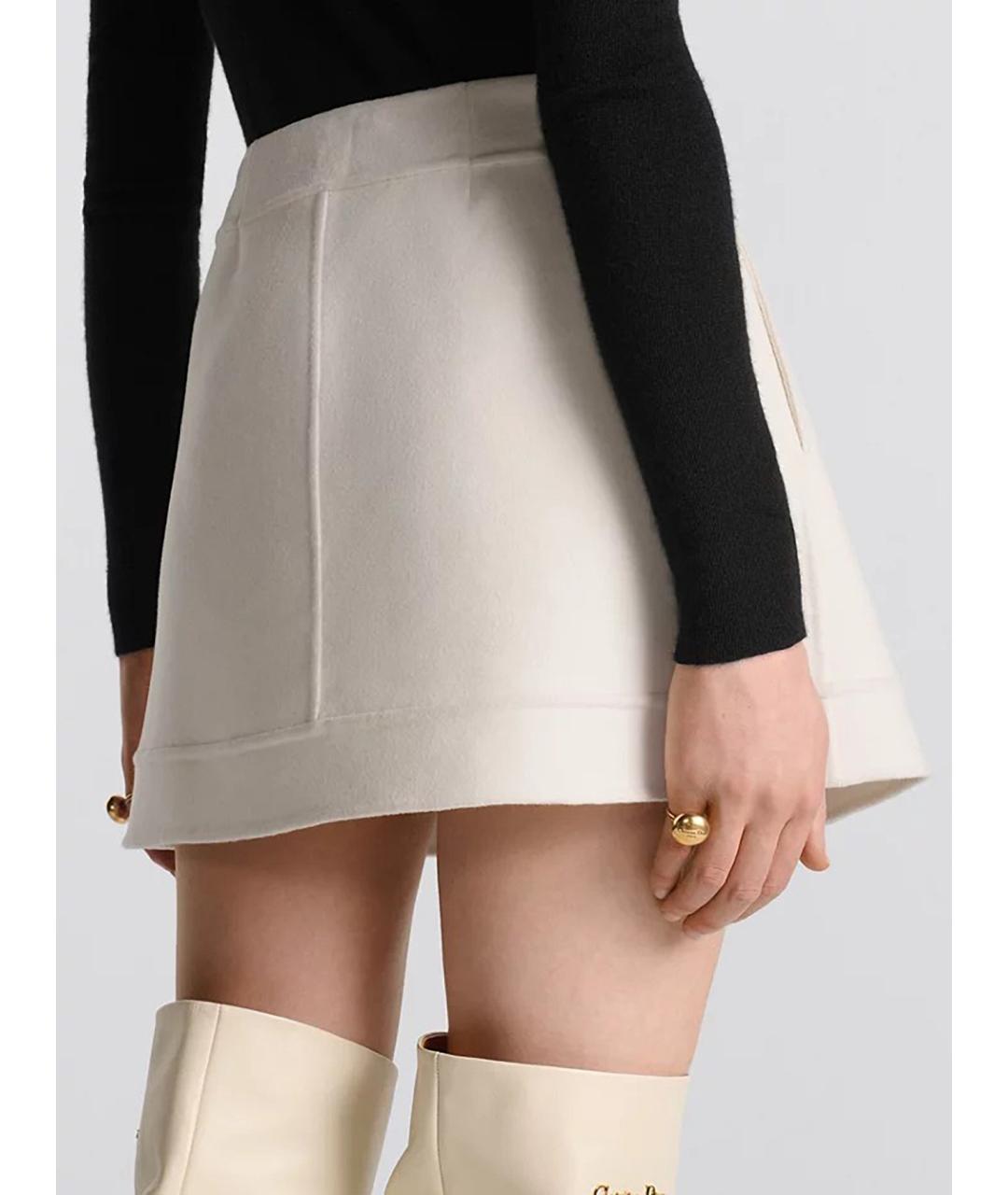 CHRISTIAN DIOR Белая шерстяная юбка мини, фото 4