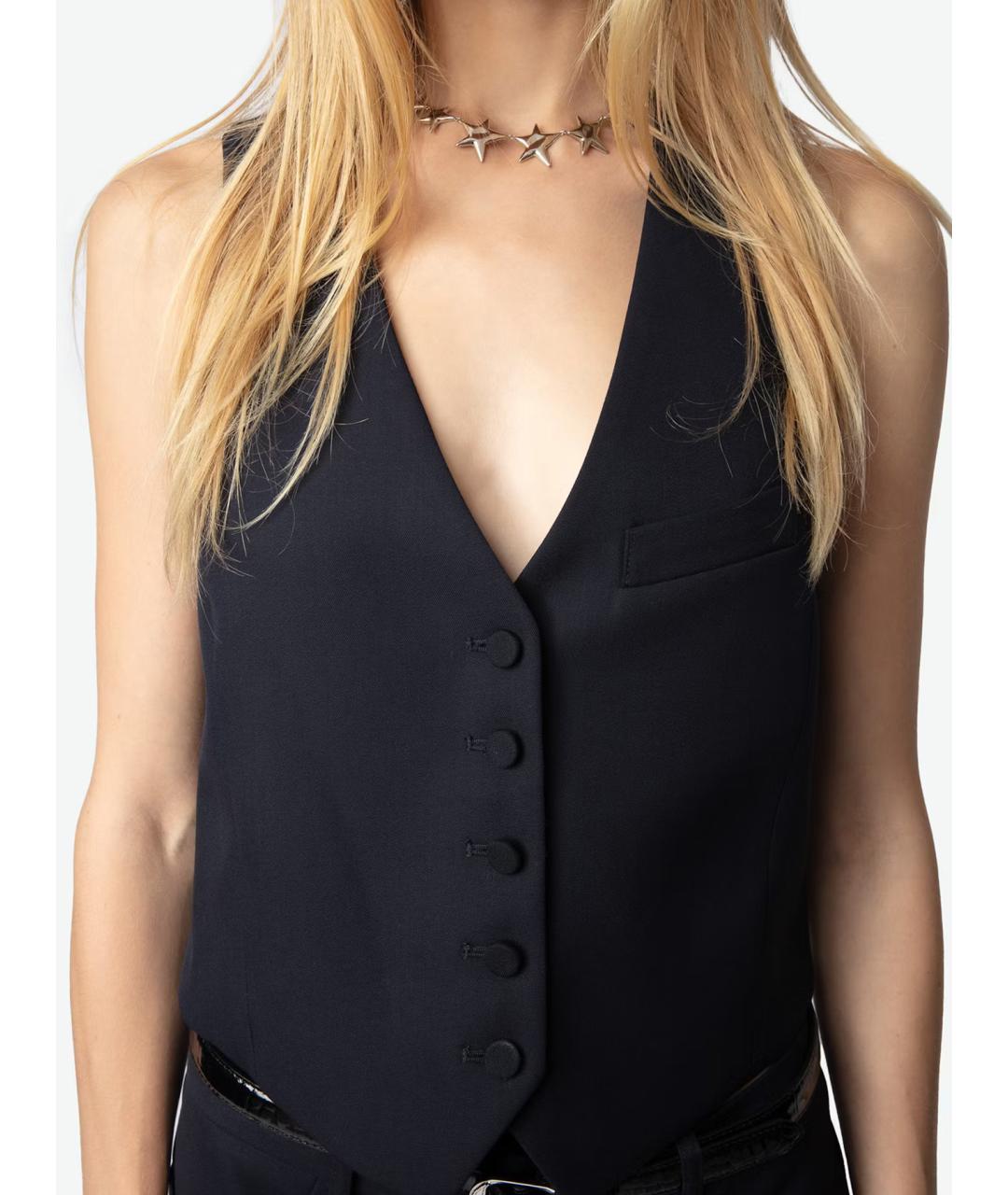 ZADIG & VOLTAIRE Темно-синий шерстяной жилет, фото 6