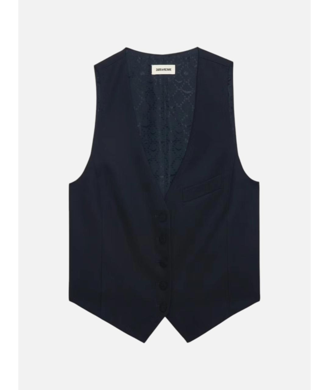 ZADIG & VOLTAIRE Темно-синий шерстяной жилет, фото 7