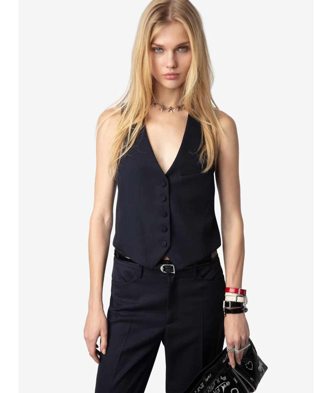 ZADIG & VOLTAIRE Темно-синий шерстяной жилет, фото 3