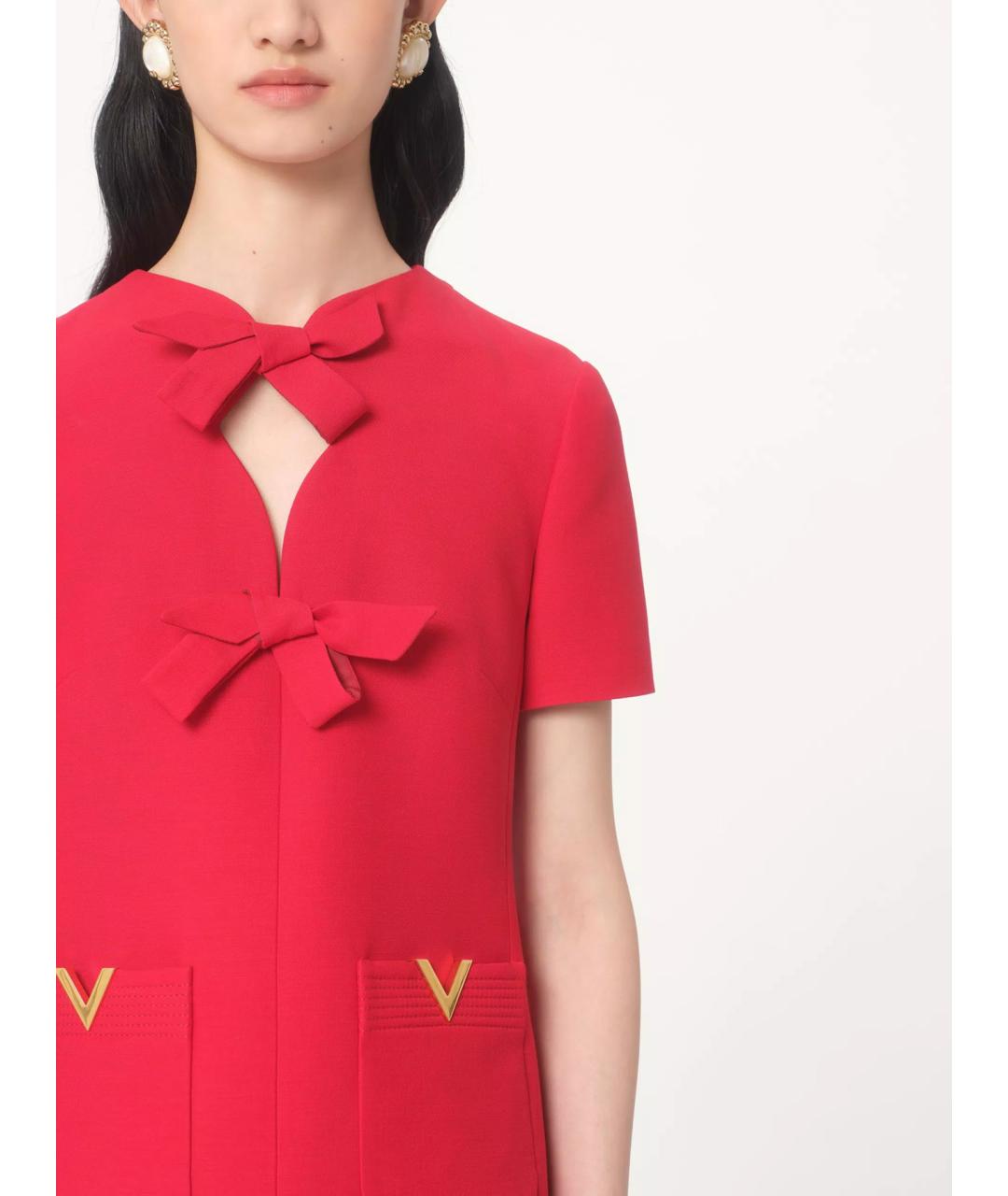 VALENTINO Красное шерстяное коктейльное платье, фото 3