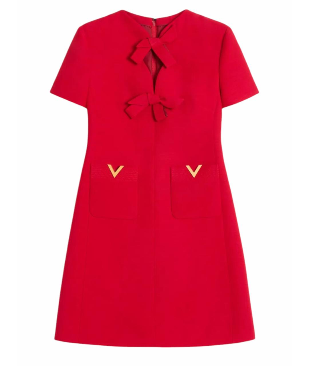 VALENTINO Красное шерстяное коктейльное платье, фото 1