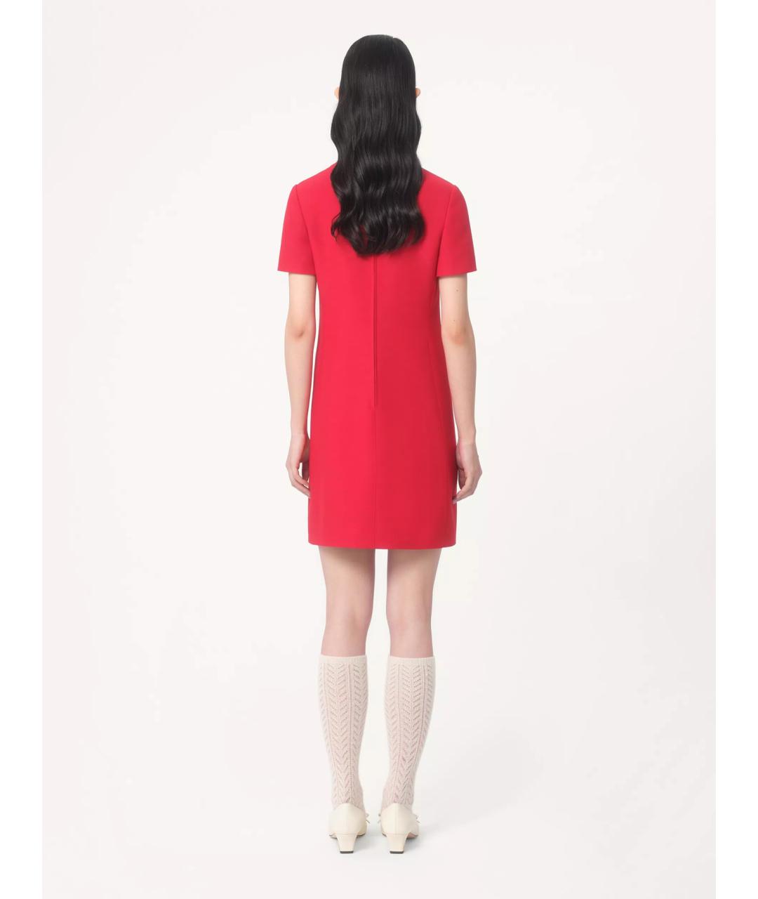 VALENTINO Красное шерстяное коктейльное платье, фото 4
