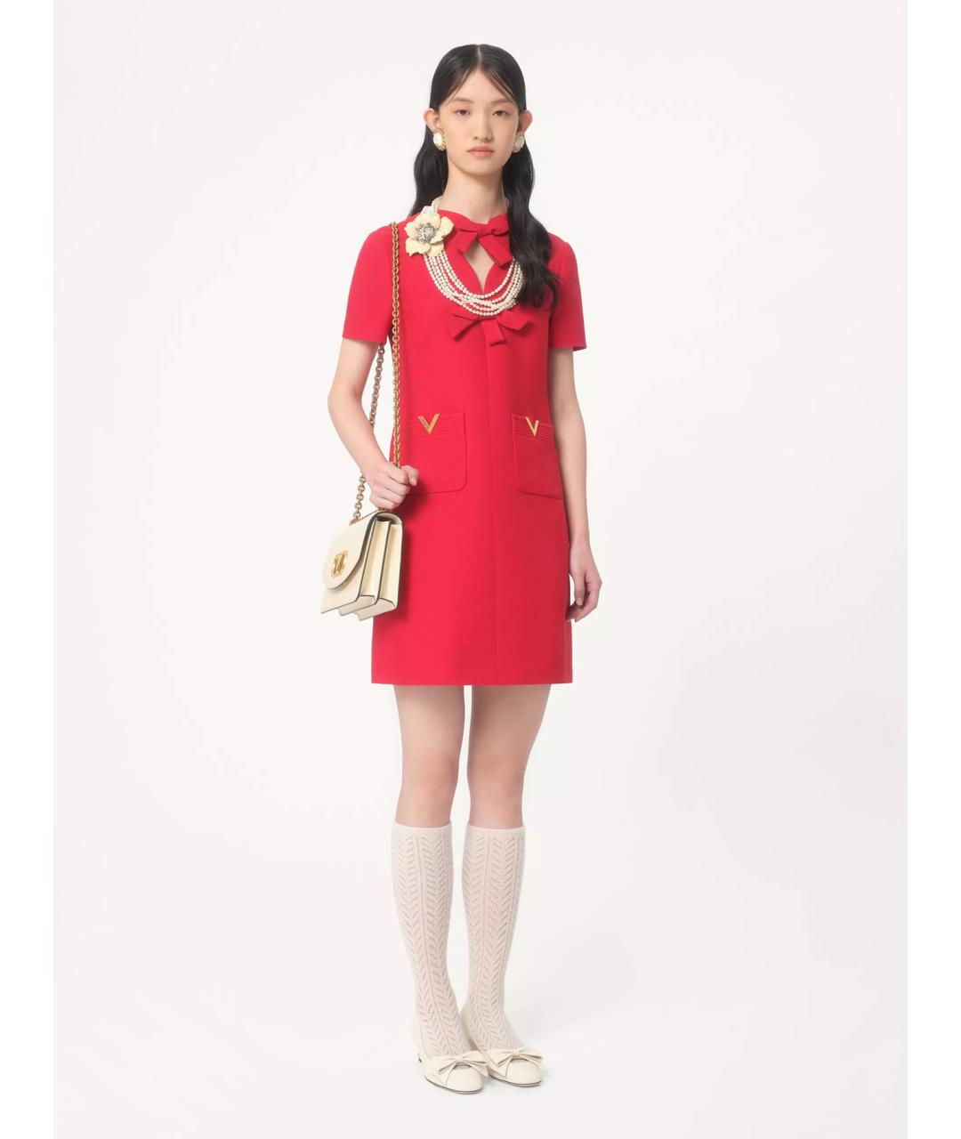 VALENTINO Красное шерстяное коктейльное платье, фото 2