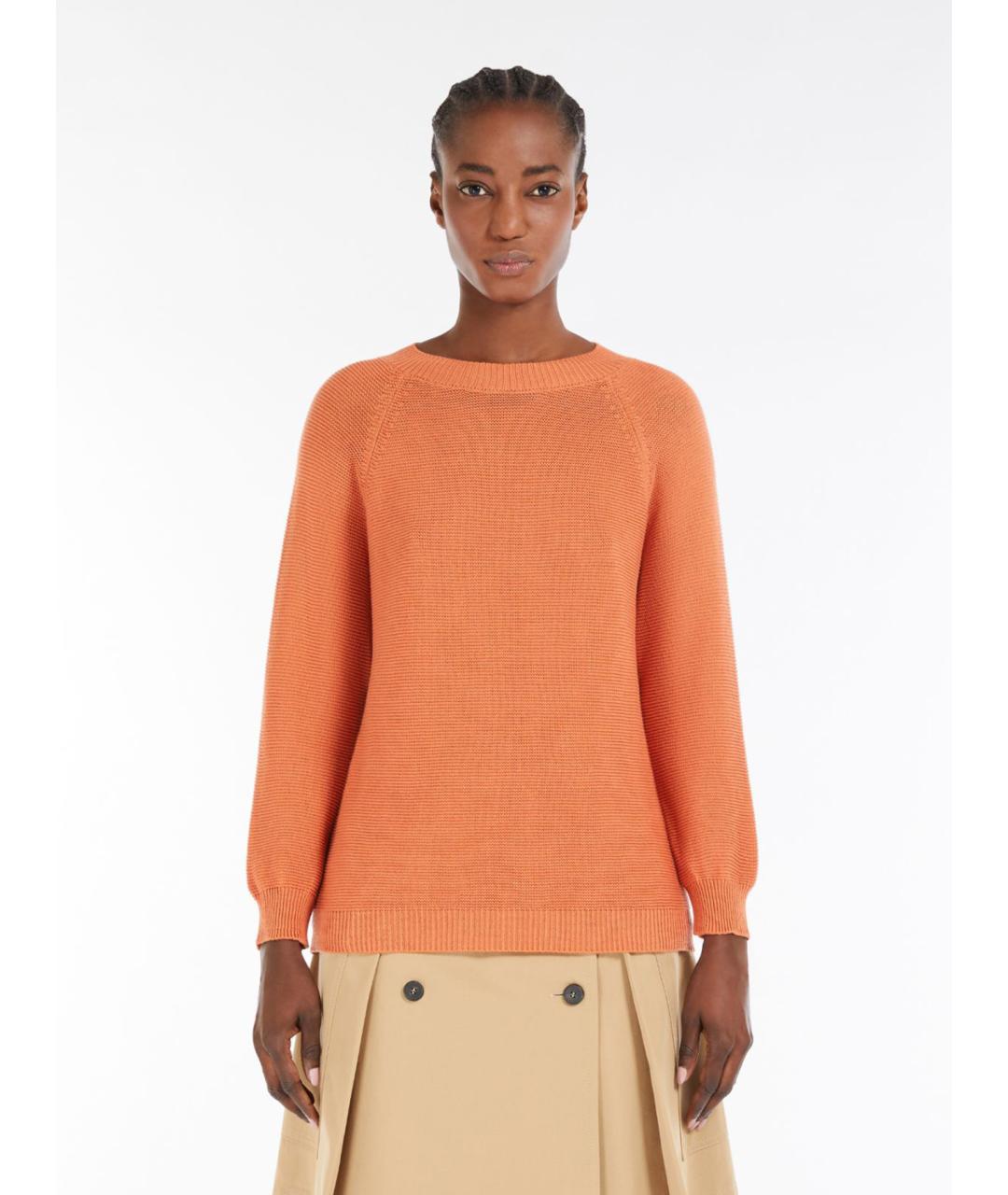 WEEKEND MAX MARA Оранжевый хлопковый джемпер / свитер, фото 2