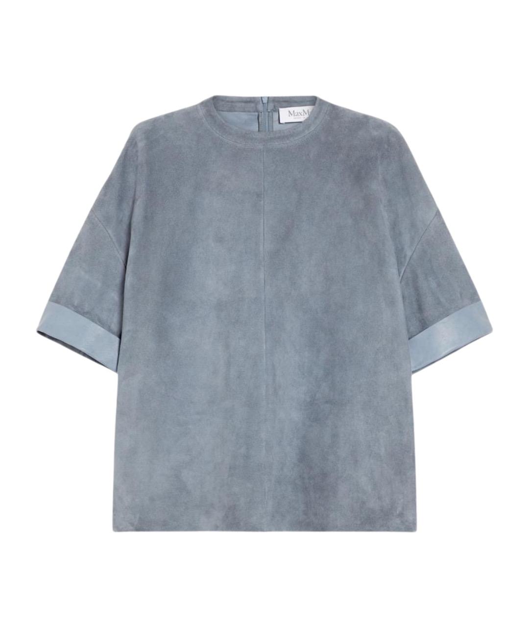 MAX MARA Синяя замшевая футболка, фото 1