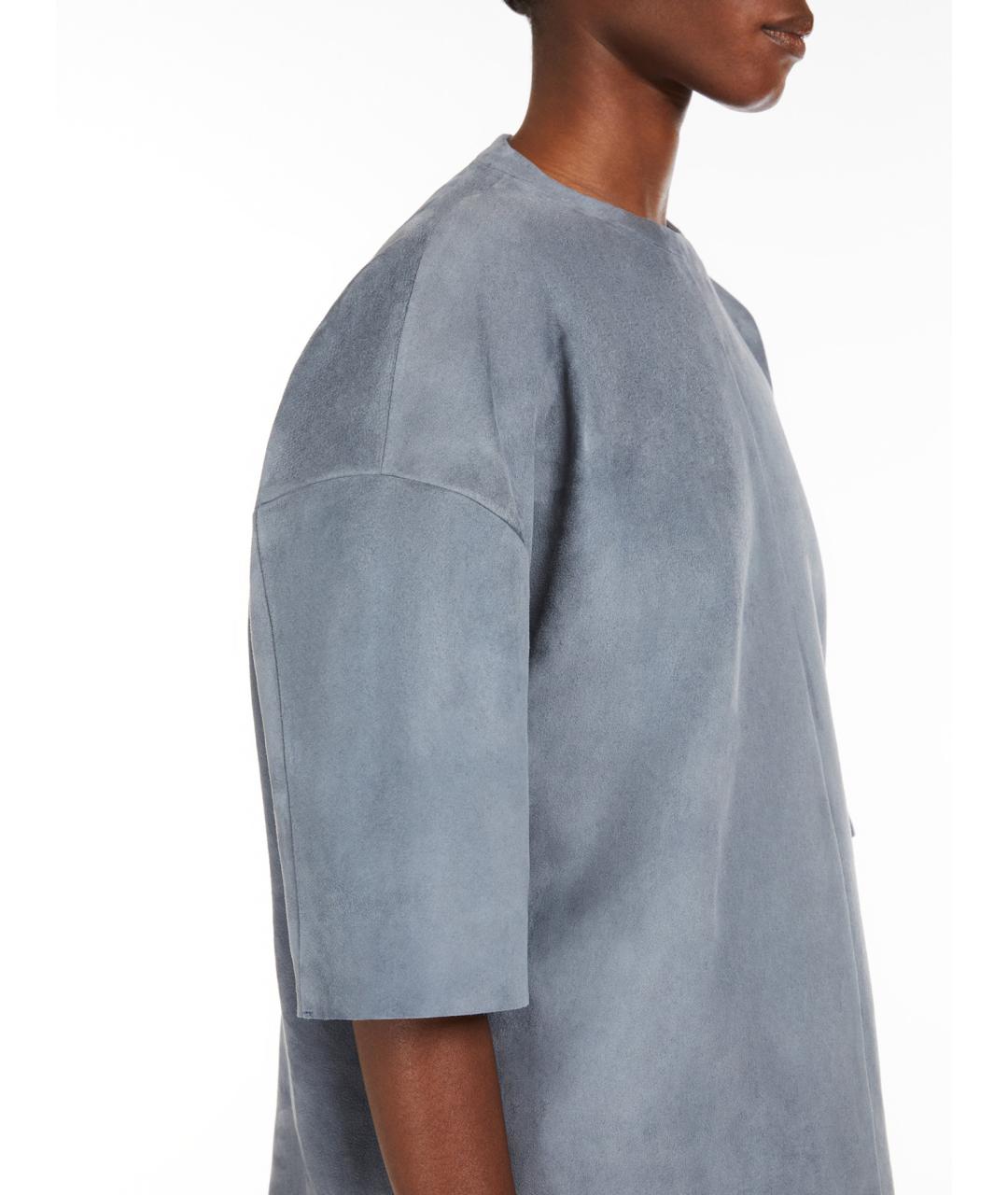 MAX MARA Синяя замшевая футболка, фото 5