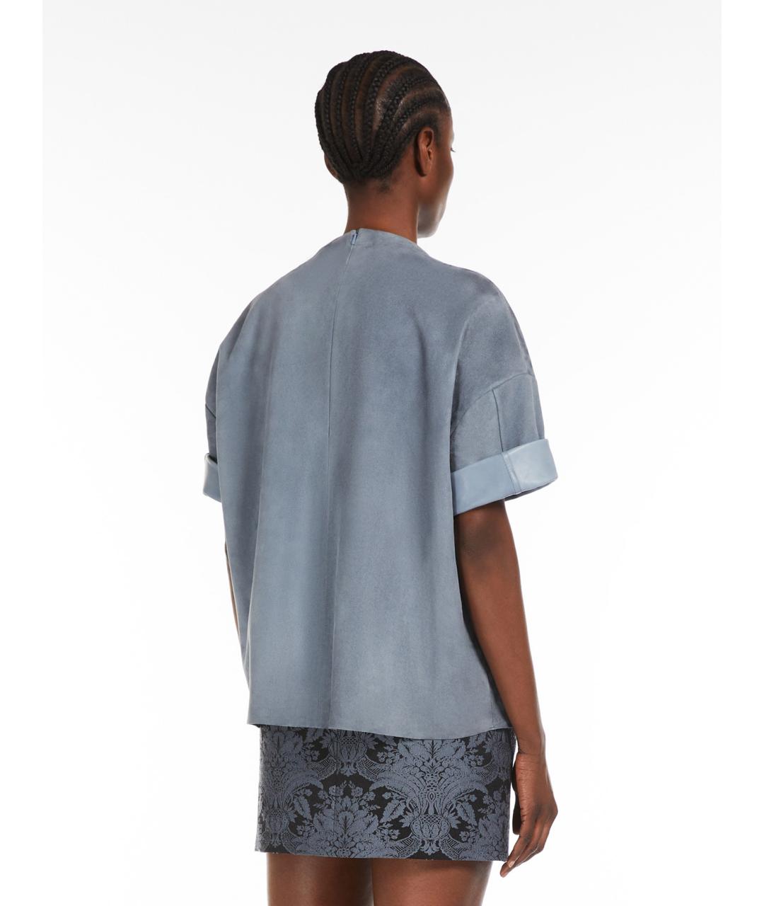 MAX MARA Синяя замшевая футболка, фото 4