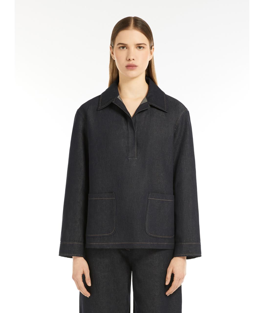 MAX MARA STUDIO Синяя хлопковая рубашка, фото 4