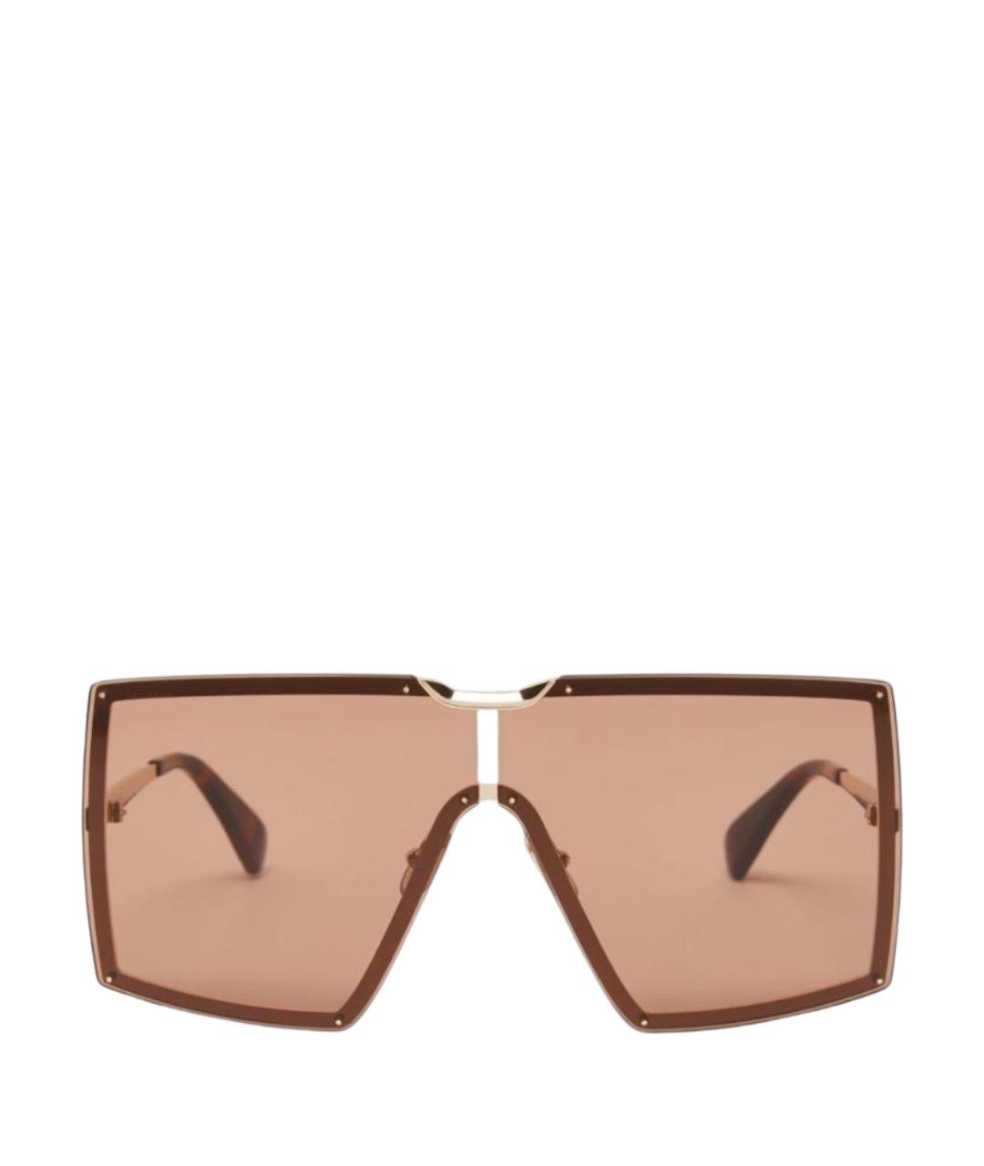 MAX MARA Коричневые металлические солнцезащитные очки, фото 1