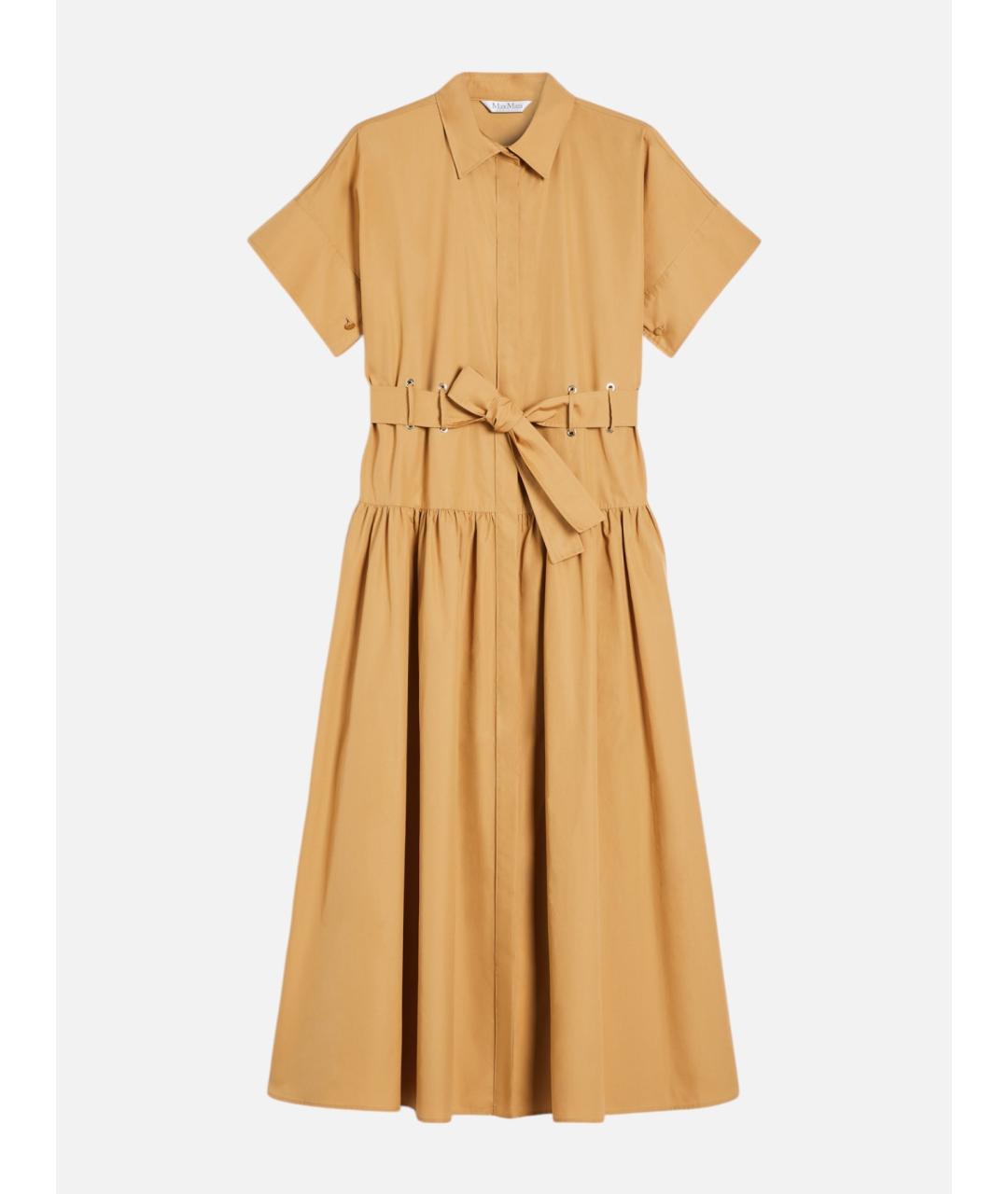 MAX MARA Горчичное хлопковое повседневное платье, фото 5