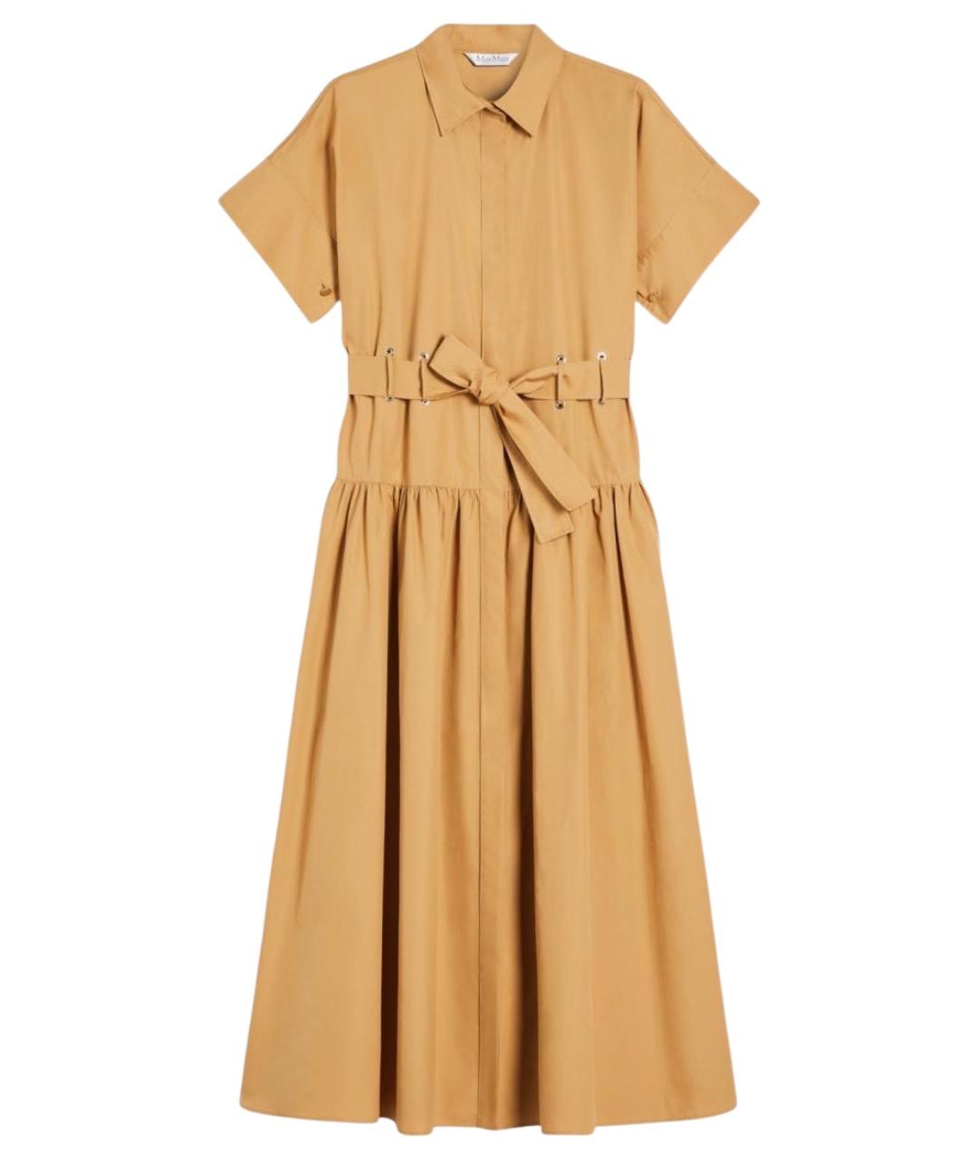 MAX MARA Горчичное хлопковое повседневное платье, фото 1