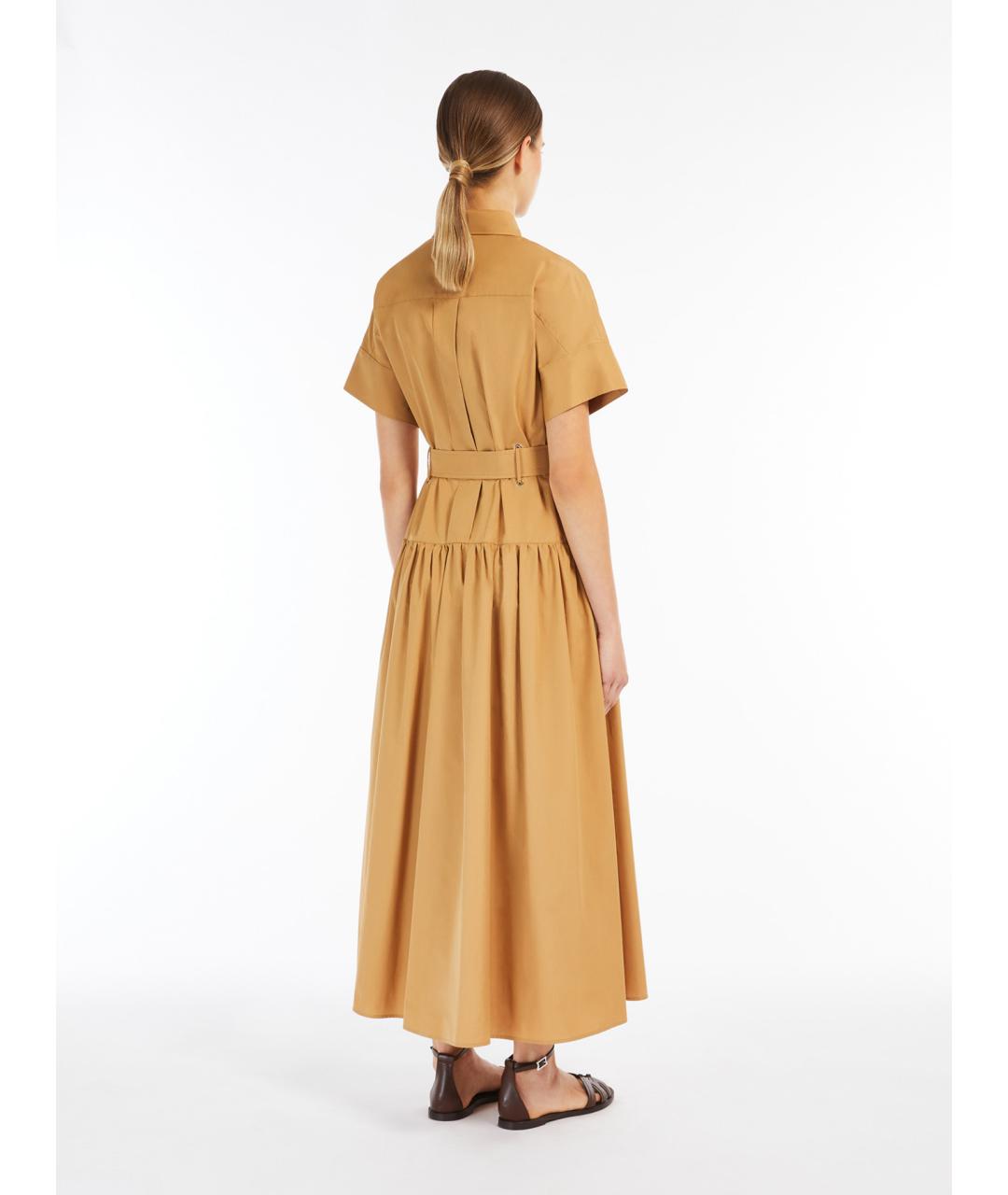 MAX MARA Горчичное хлопковое повседневное платье, фото 3