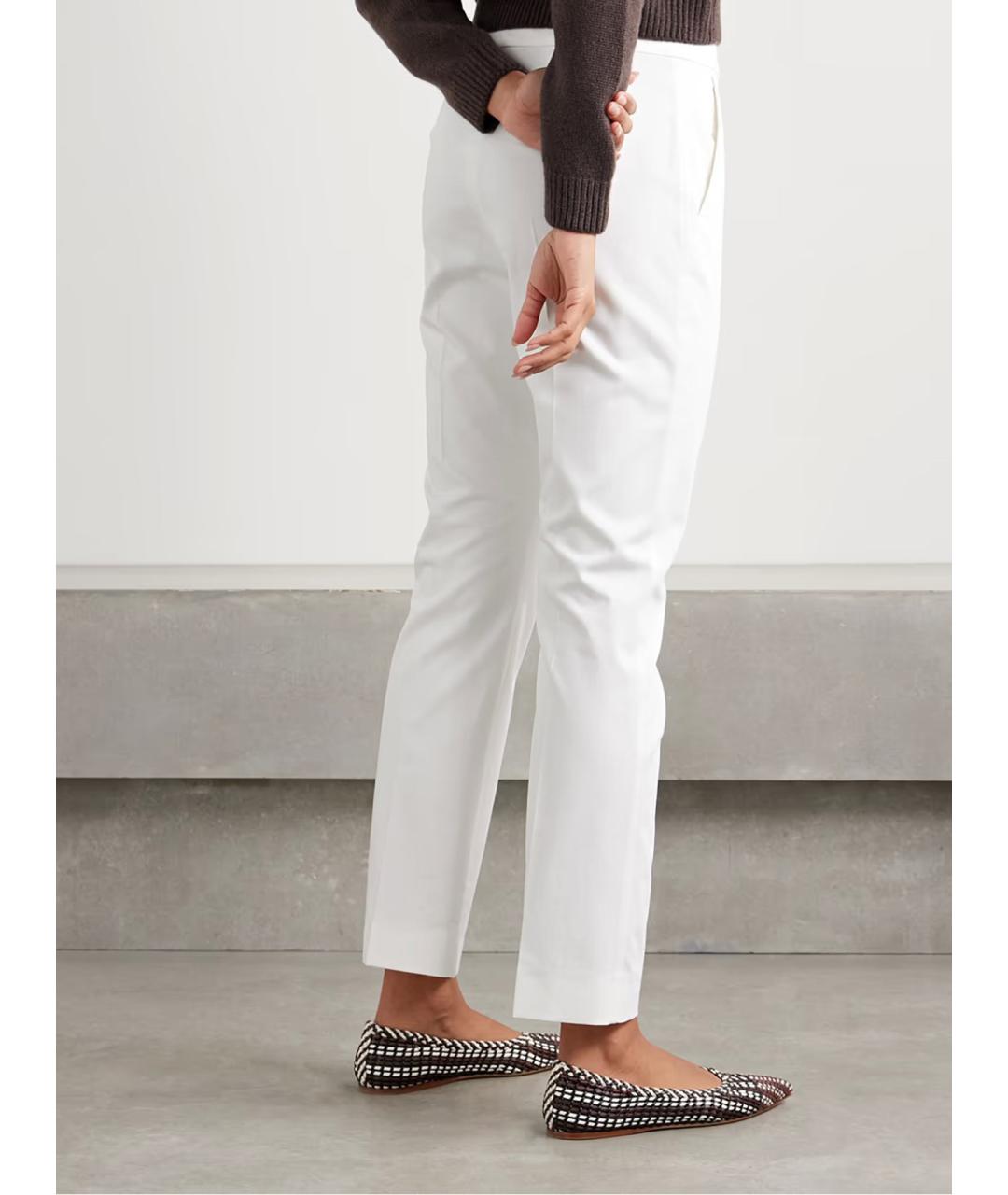 MAX MARA Белые хлопковые прямые брюки, фото 3