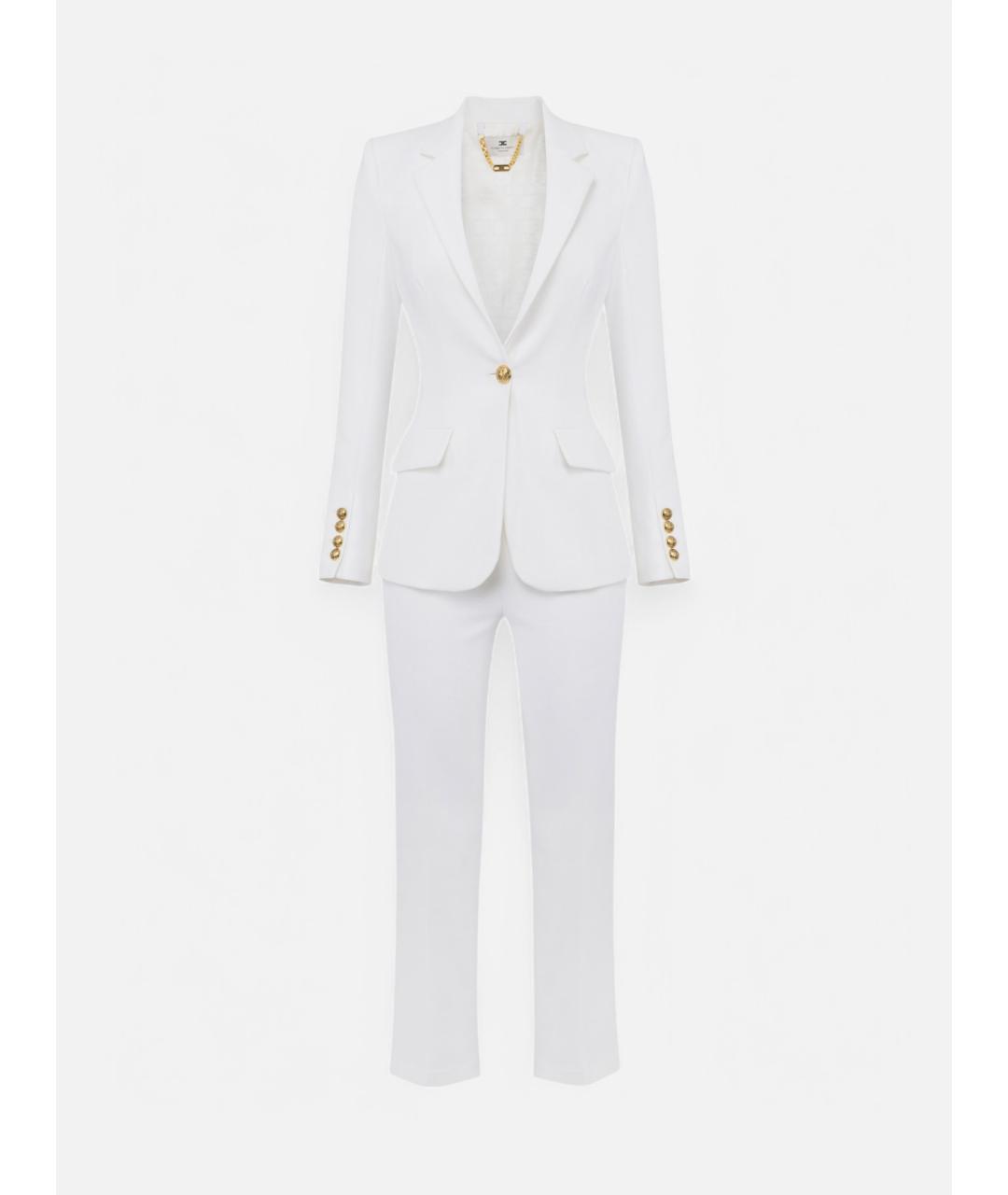 ELISABETTA FRANCHI Белый креповый костюм с брюками, фото 6