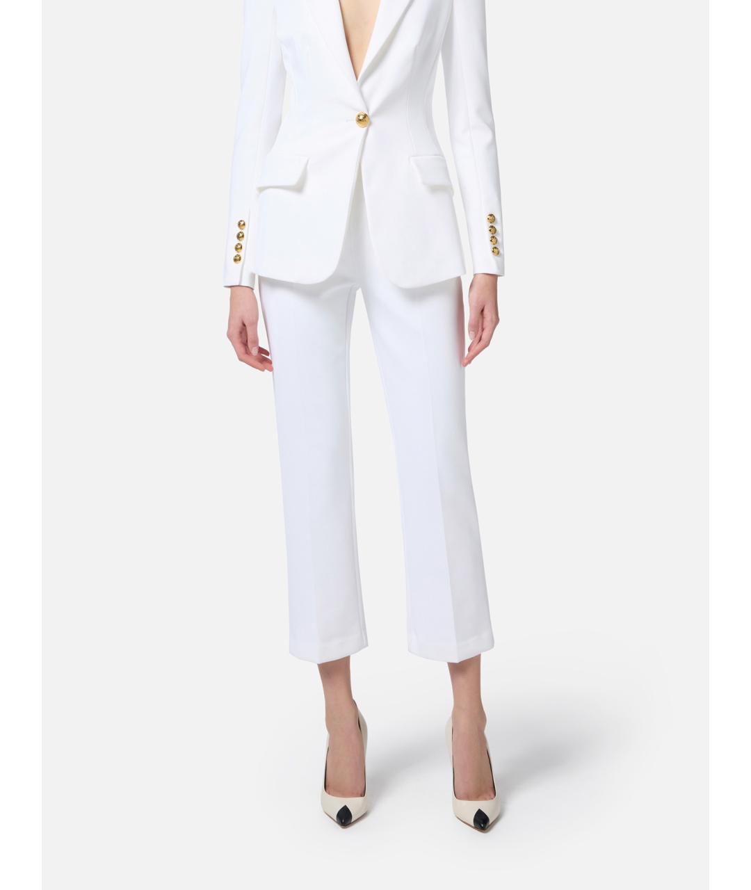 ELISABETTA FRANCHI Белый креповый костюм с брюками, фото 4