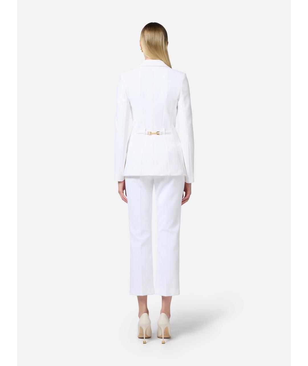 ELISABETTA FRANCHI Белый креповый костюм с брюками, фото 5
