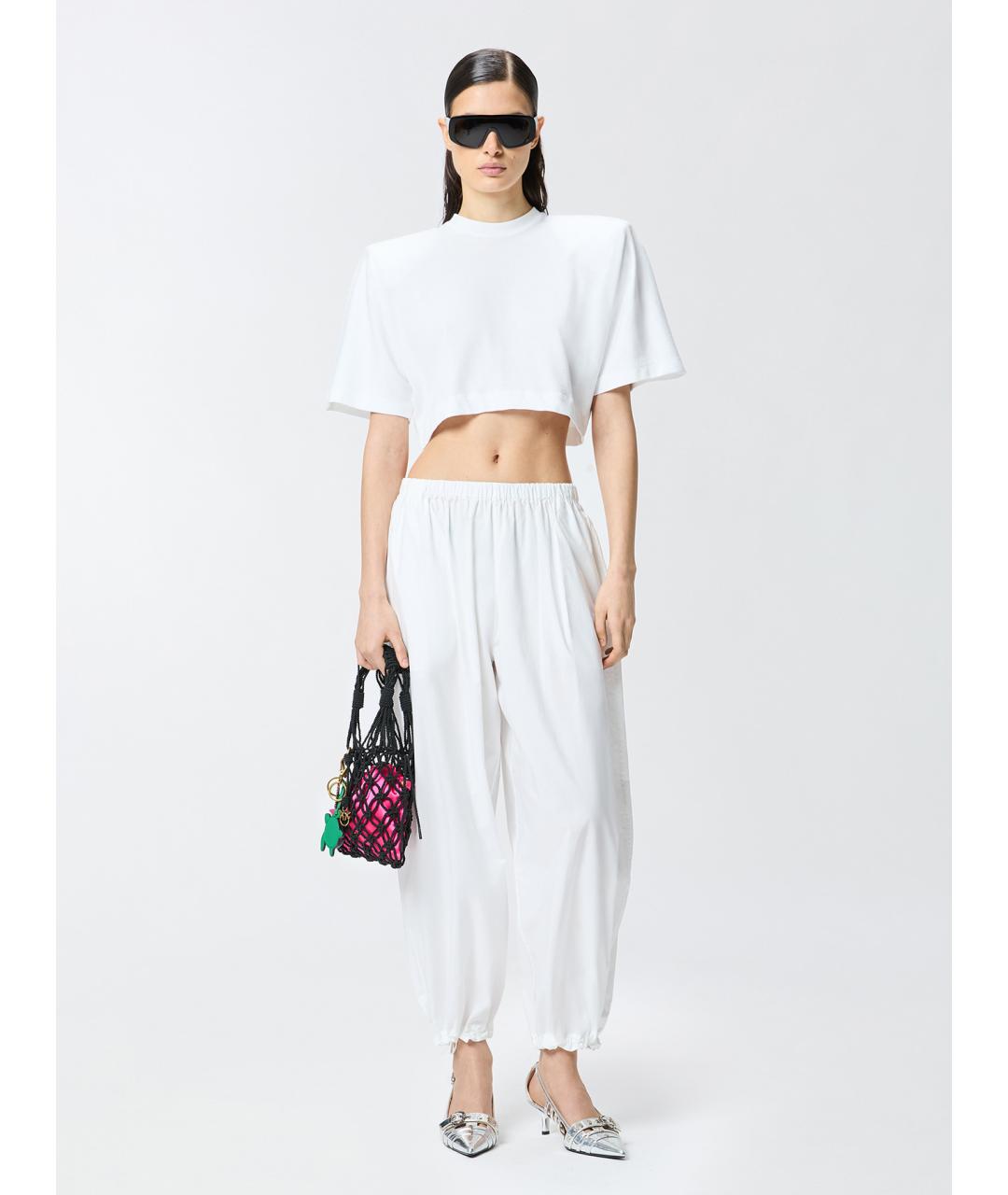 PINKO Белые хлопковые брюки широкие, фото 2