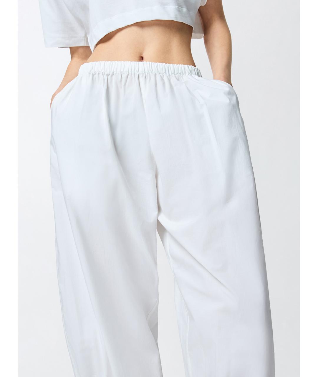 PINKO Белые хлопковые брюки широкие, фото 5