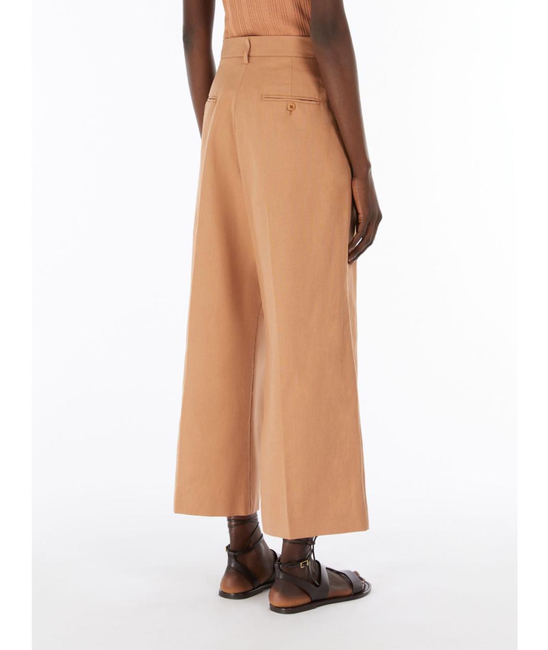 WEEKEND MAX MARA Бежевые хлопковые прямые брюки, фото 4