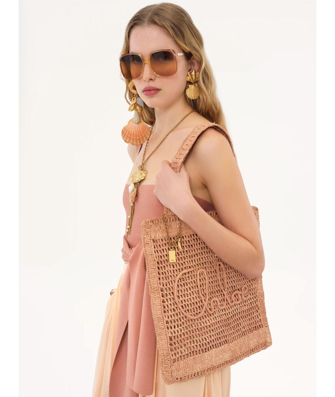 CHLOE Розовая пелетеная сумка тоут, фото 2