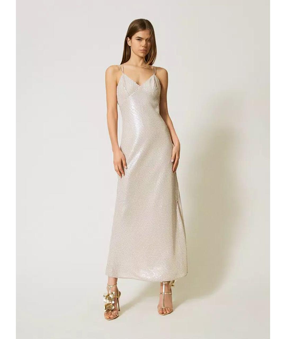 TWIN-SET Бежевое полиэстеровое вечернее платье, фото 2