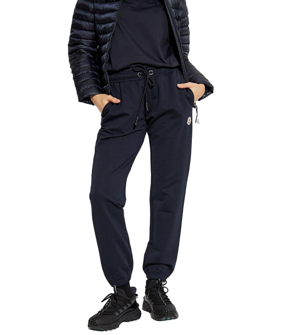 MONCLER Синие хлопковые прямые брюки, фото 2