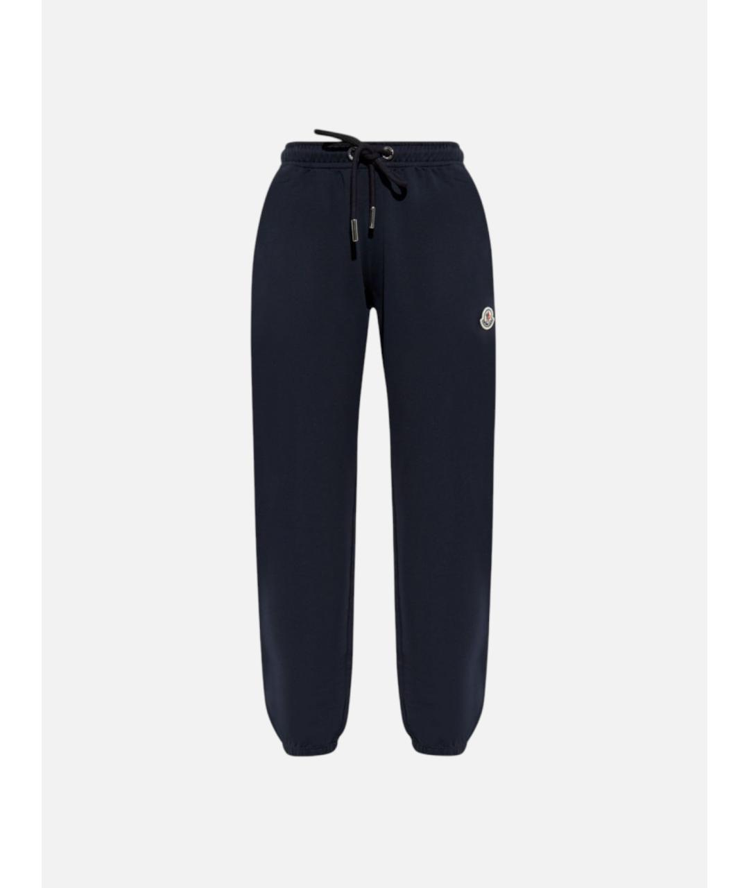 MONCLER Синие хлопковые прямые брюки, фото 4