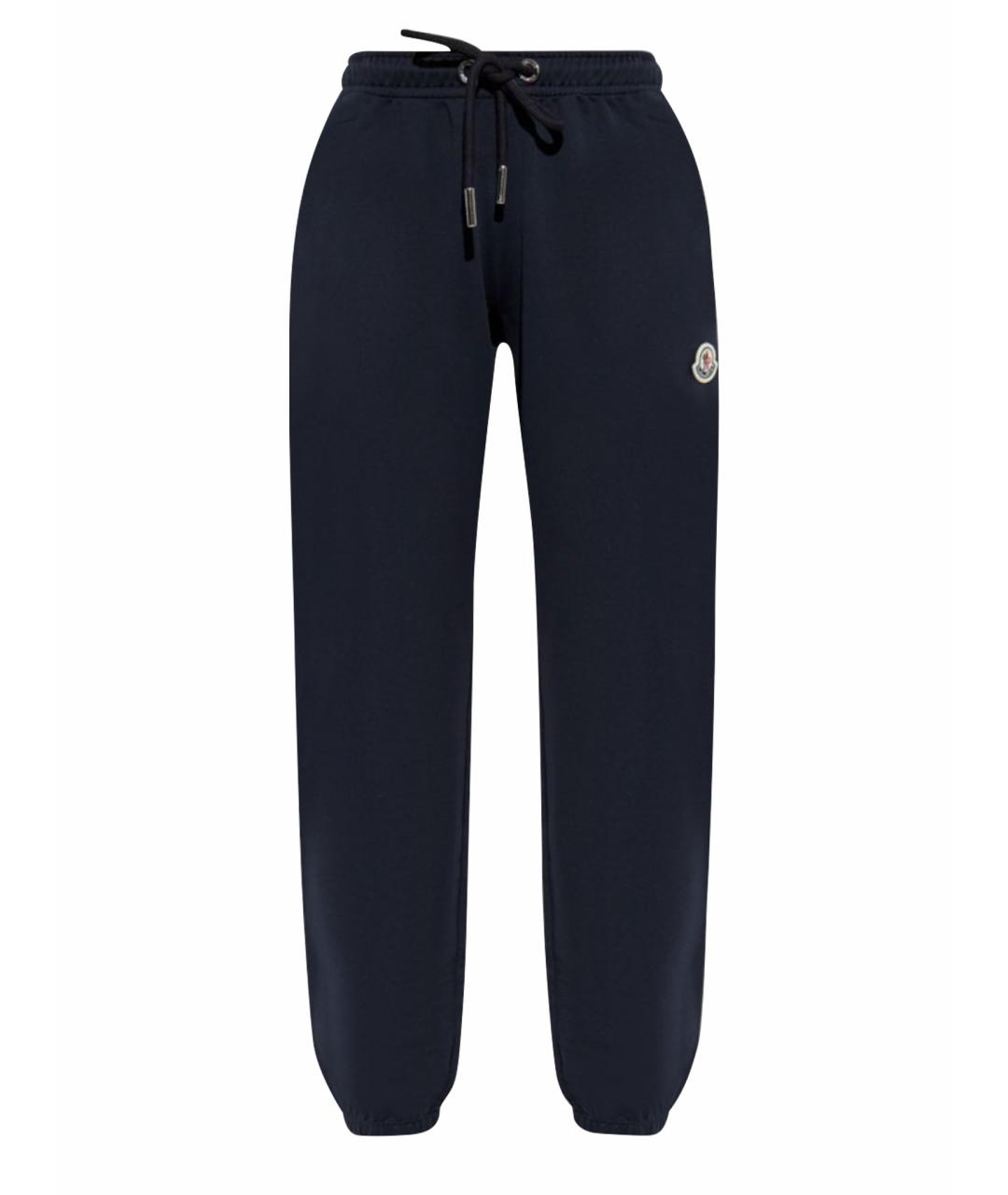 MONCLER Синие хлопковые прямые брюки, фото 1