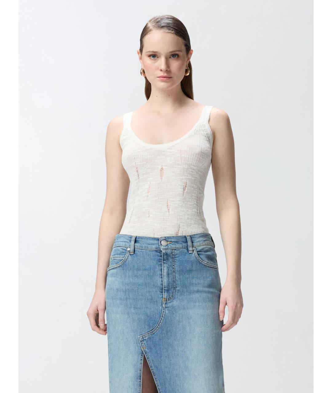 PINKO Белая хлопковая майка, фото 3