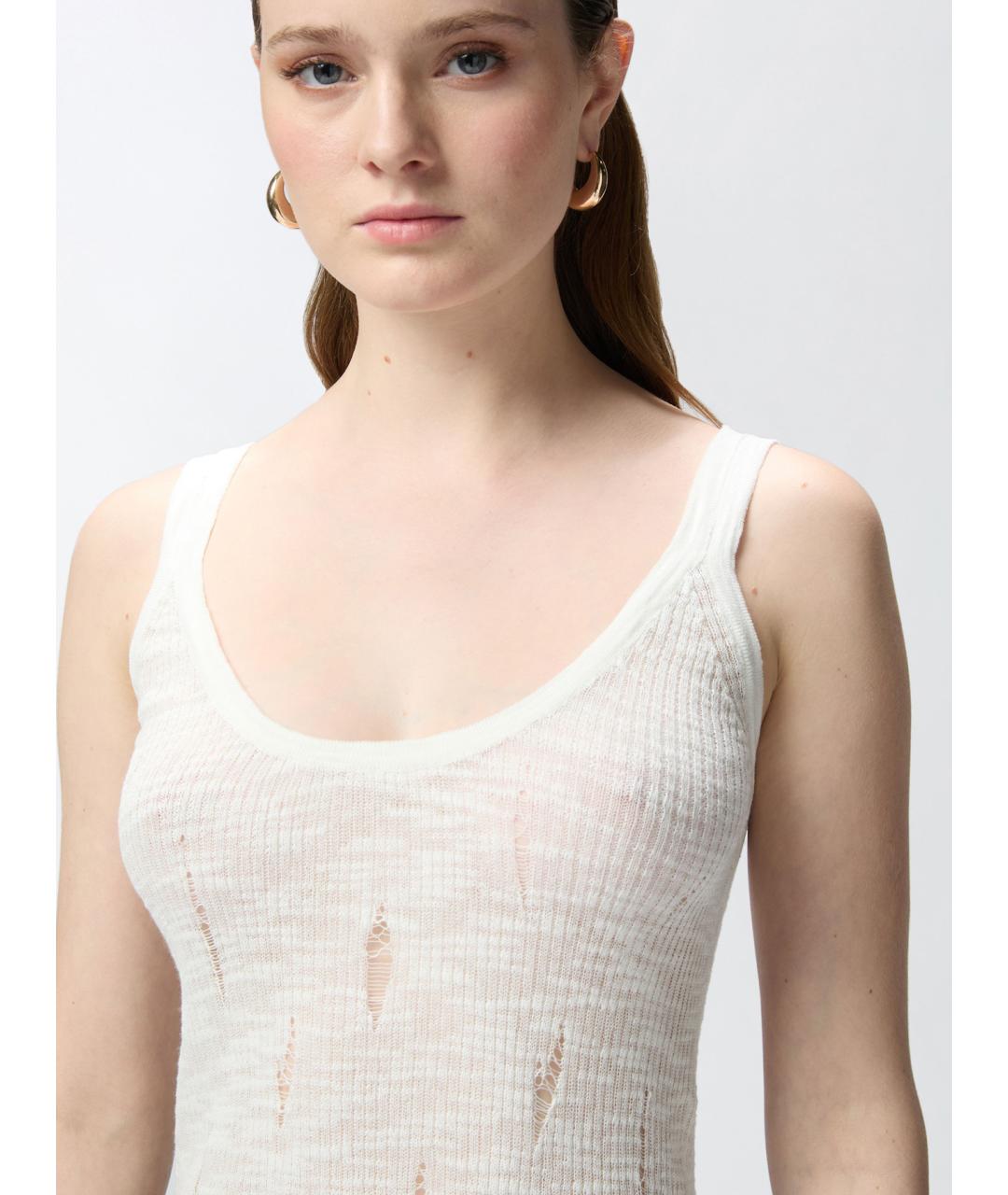 PINKO Белая хлопковая майка, фото 5