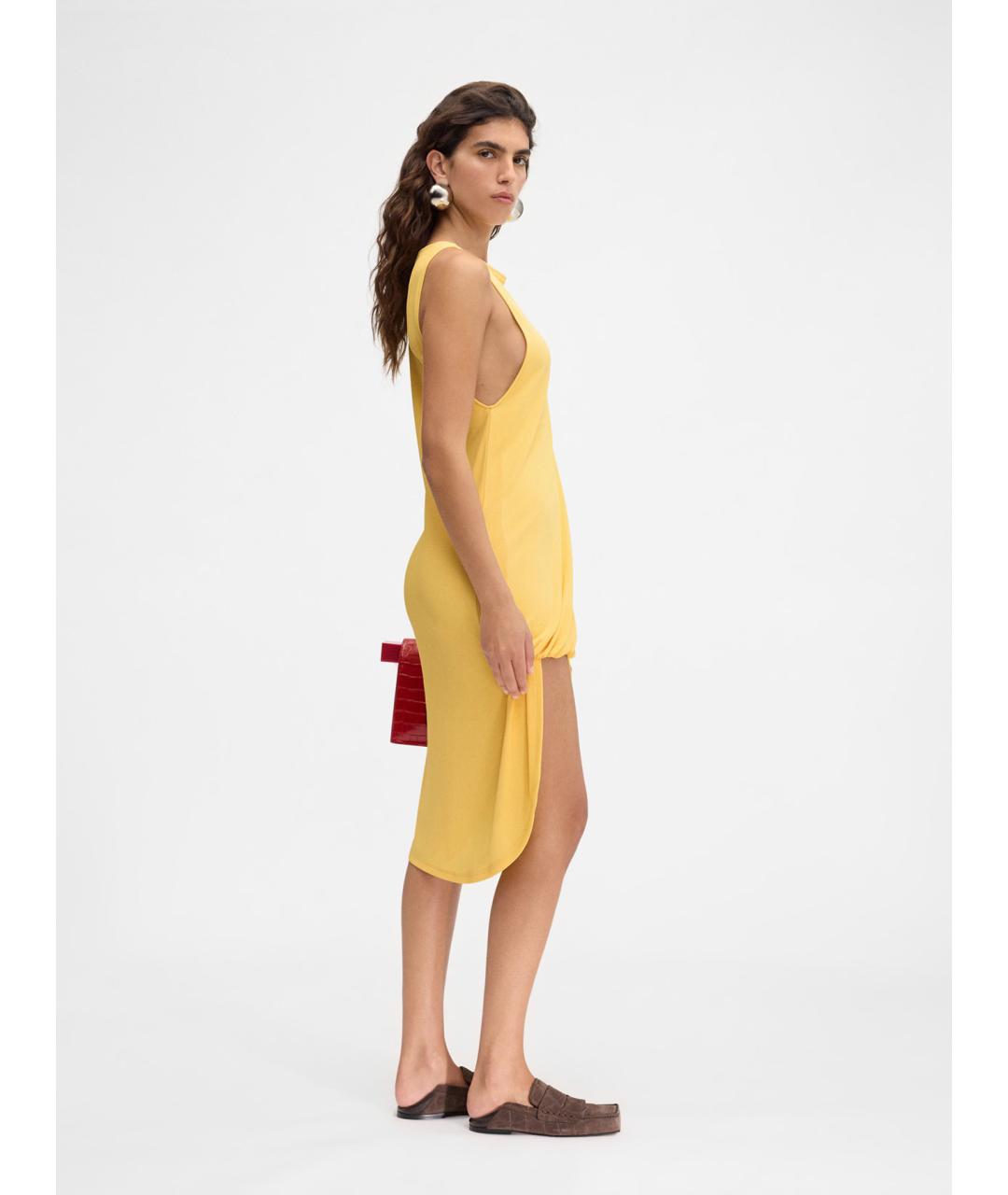 JACQUEMUS Желтое вискозное повседневное платье, фото 3
