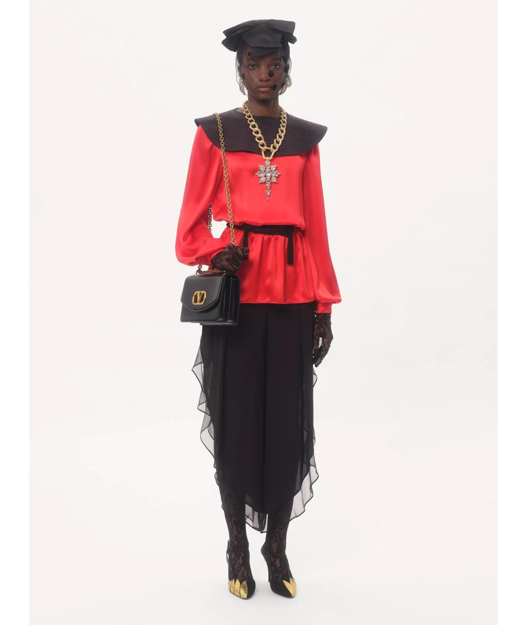 VALENTINO Красная шелковая блузы, фото 2