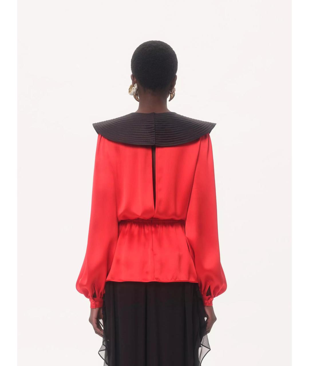 VALENTINO Красная шелковая блузы, фото 4