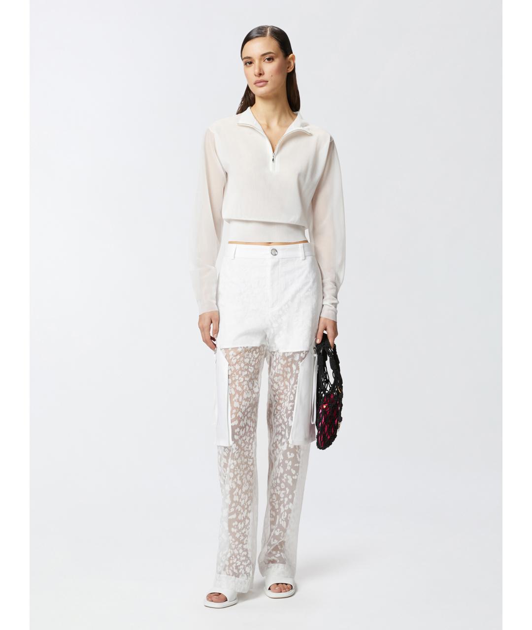 PINKO Белые полиэстеровые прямые брюки, фото 2