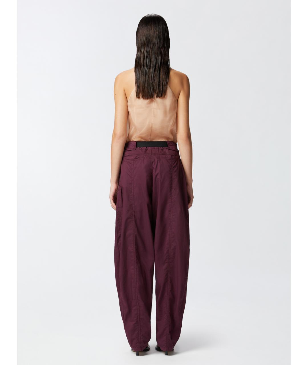 PINKO Фиолетовые хлопковые прямые брюки, фото 4