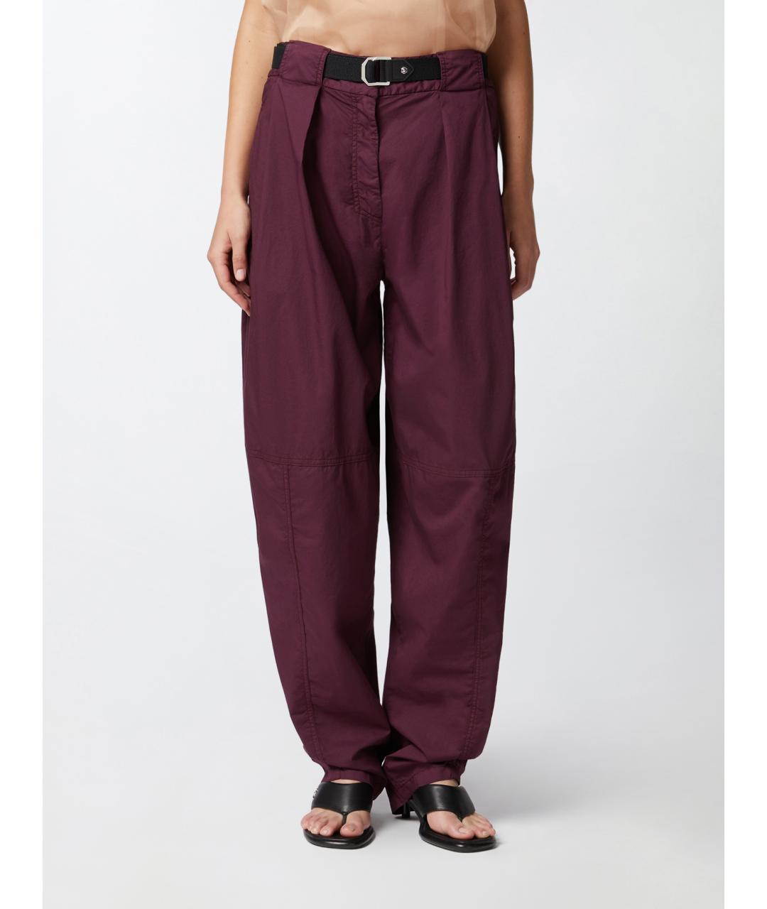 PINKO Фиолетовые хлопковые прямые брюки, фото 3