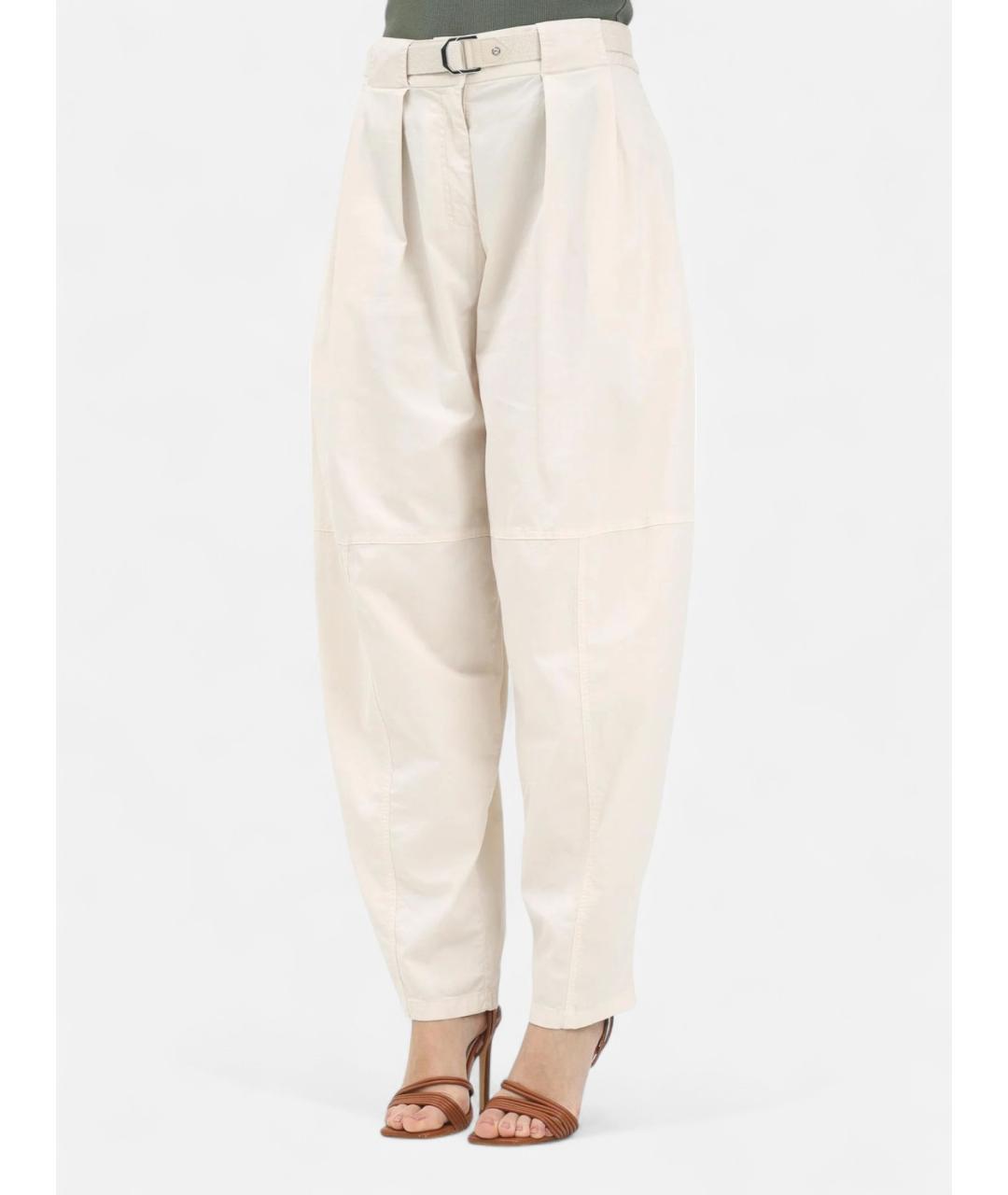 PINKO Белые хлопковые прямые брюки, фото 4