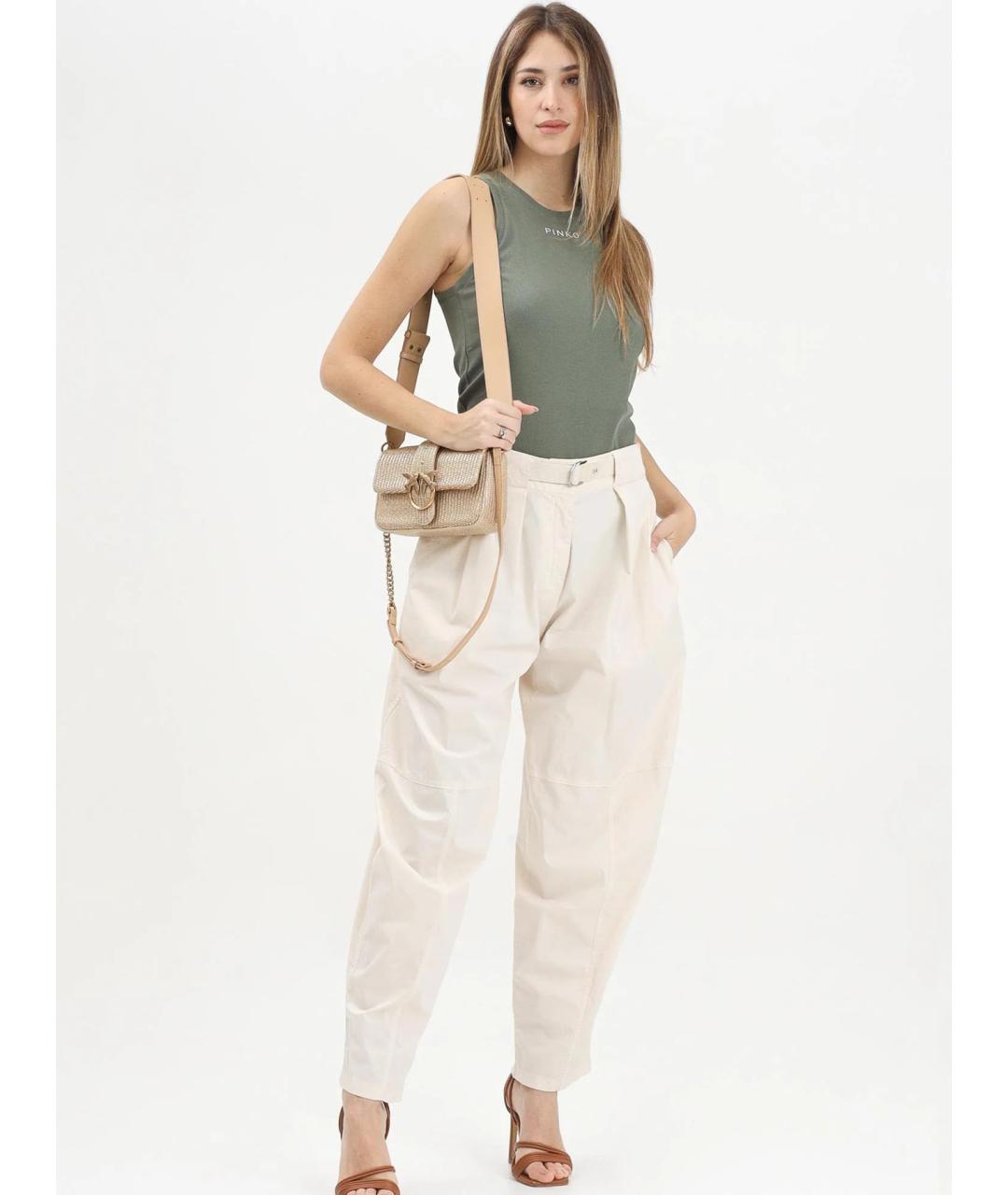 PINKO Белые хлопковые прямые брюки, фото 2