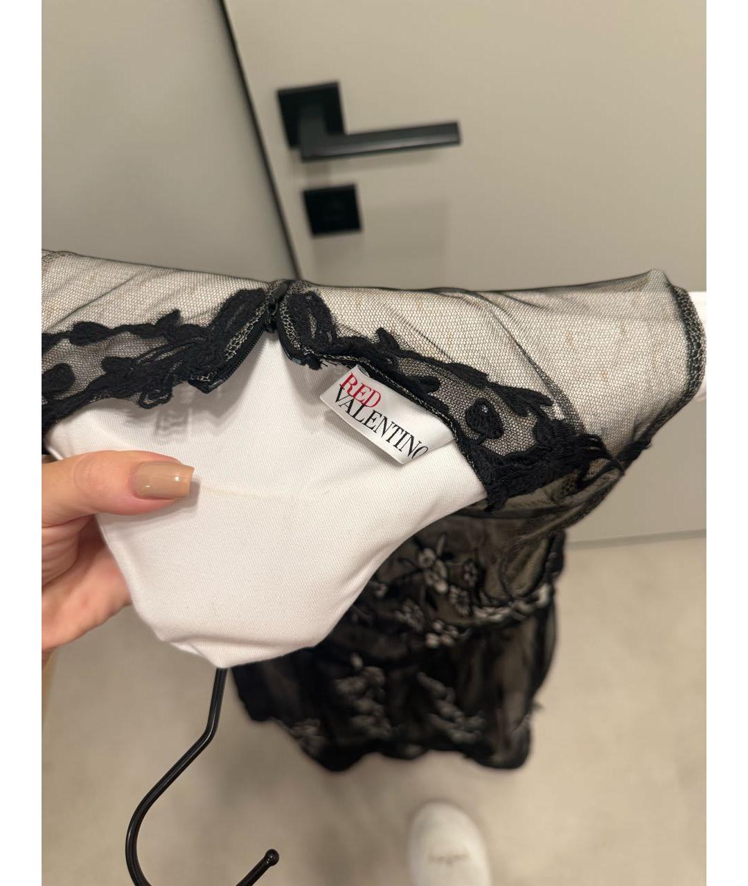 RED VALENTINO Черное кружевное коктейльное платье, фото 3