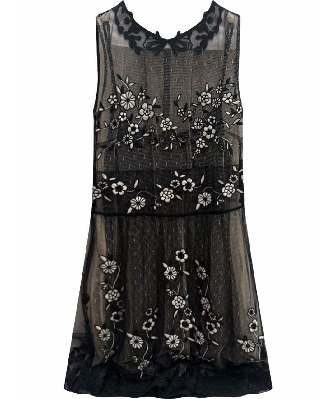 RED VALENTINO Черное кружевное коктейльное платье, фото 1