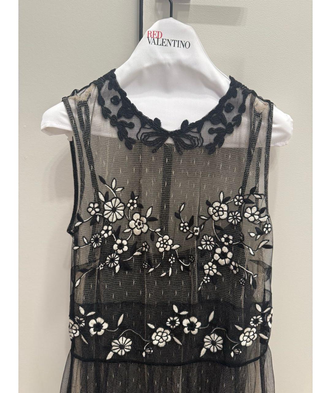 RED VALENTINO Черное кружевное коктейльное платье, фото 2