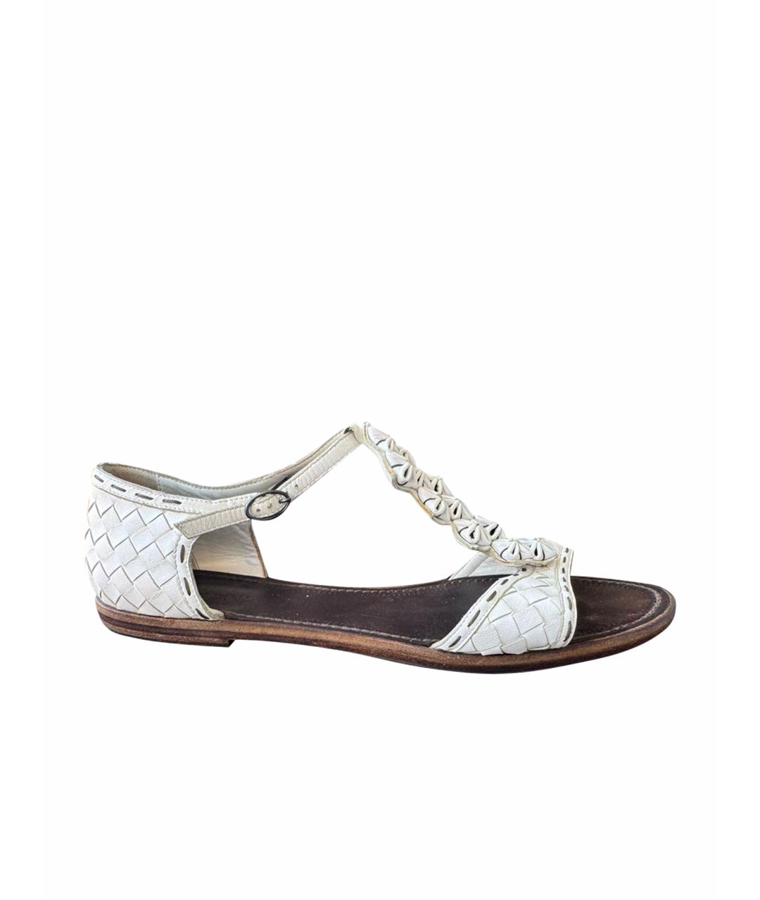 BOTTEGA VENETA Белые кожаные сандалии, фото 1