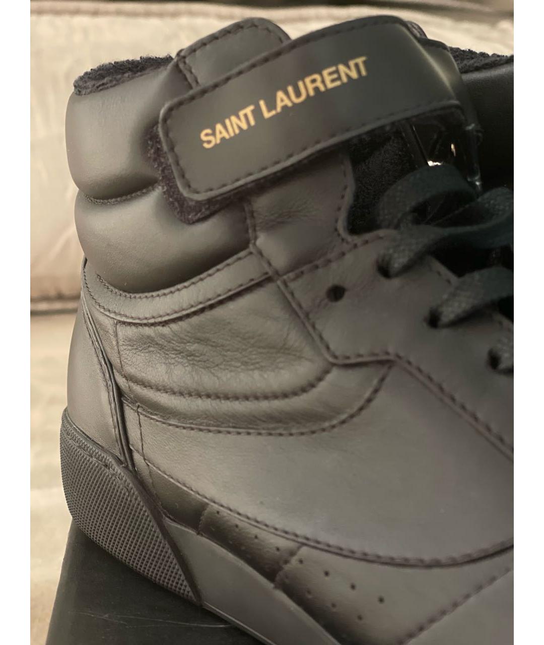 SAINT LAURENT Черные кожаные низкие ботинки, фото 7