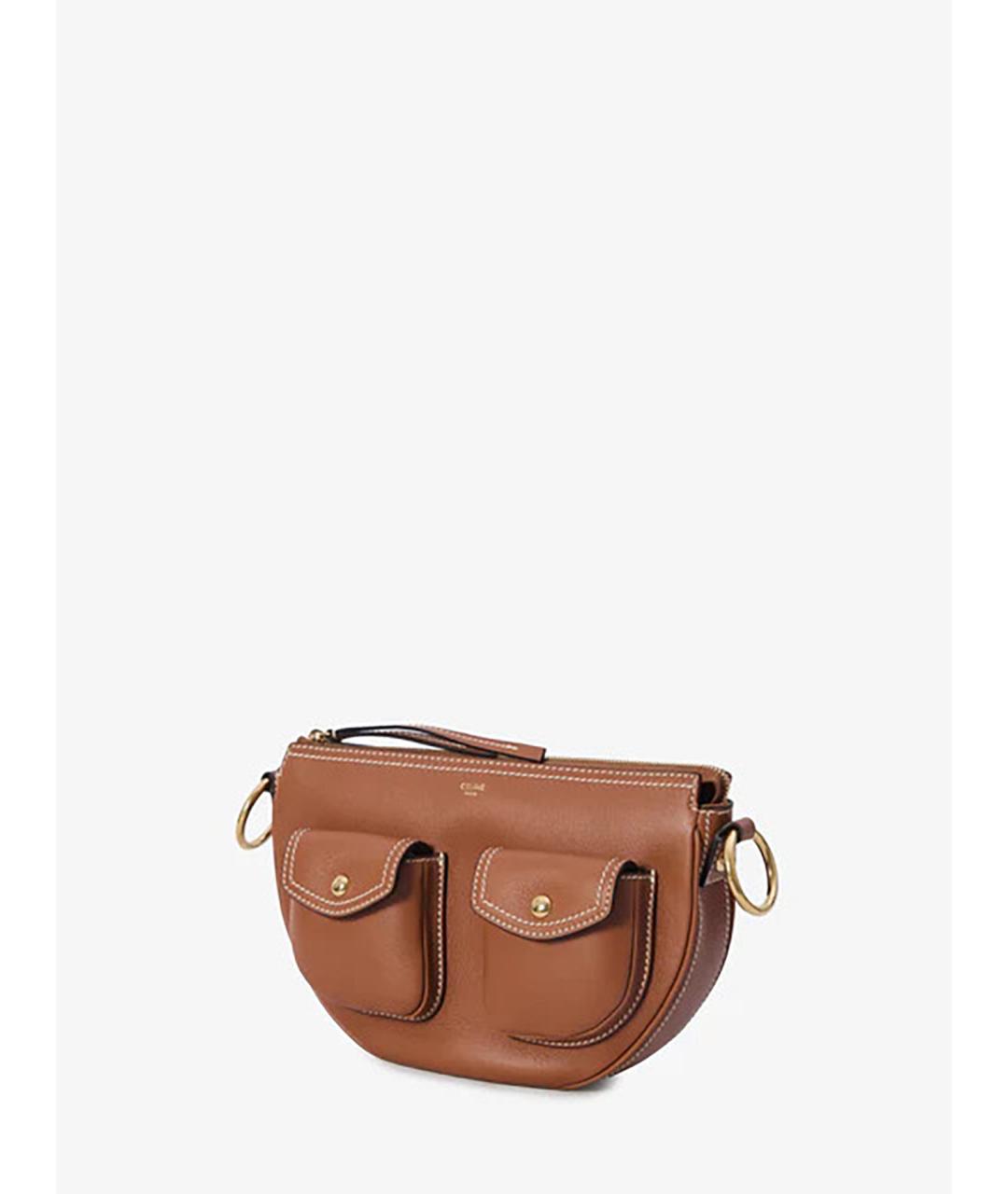 CELINE Коричневая кожаная сумка через плечо, фото 2