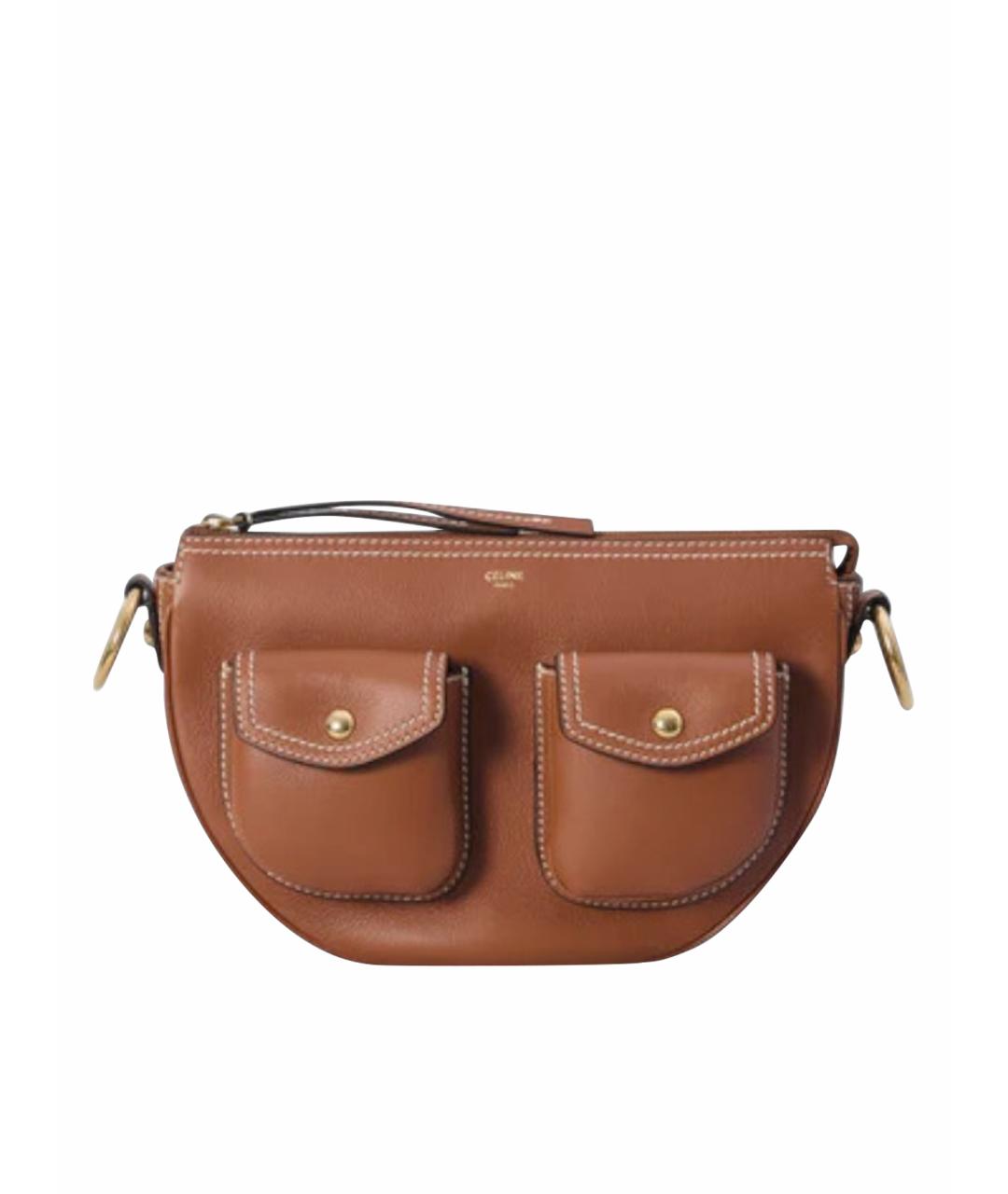 CELINE Коричневая кожаная сумка через плечо, фото 1