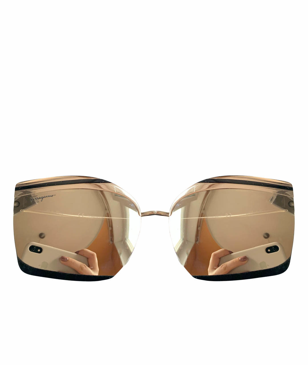 SALVATORE FERRAGAMO Серебряные пластиковые солнцезащитные очки, фото 1